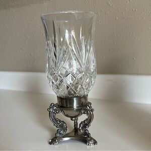 Godinger Crystal Hurricane Silver Plated Lamp Candle Holder